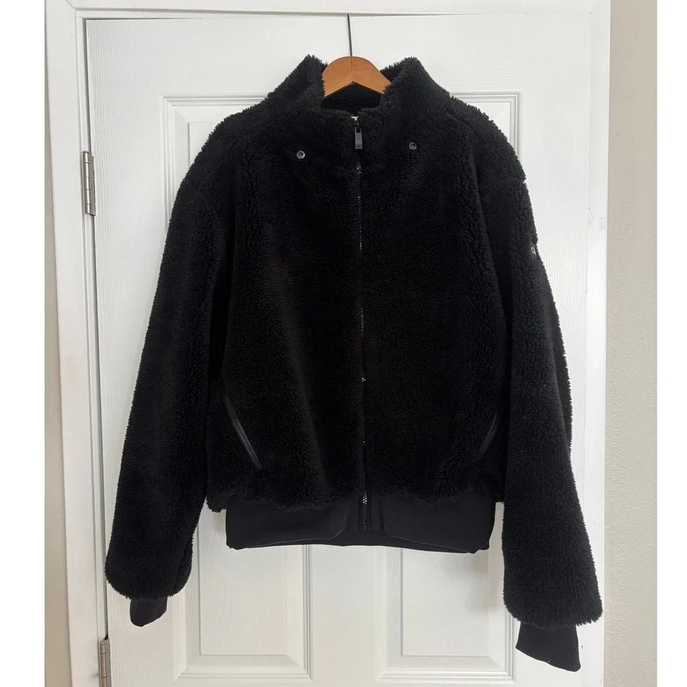 Alo Yoga Foxy‎ Sherpa Bomber Jacket Black Size Large